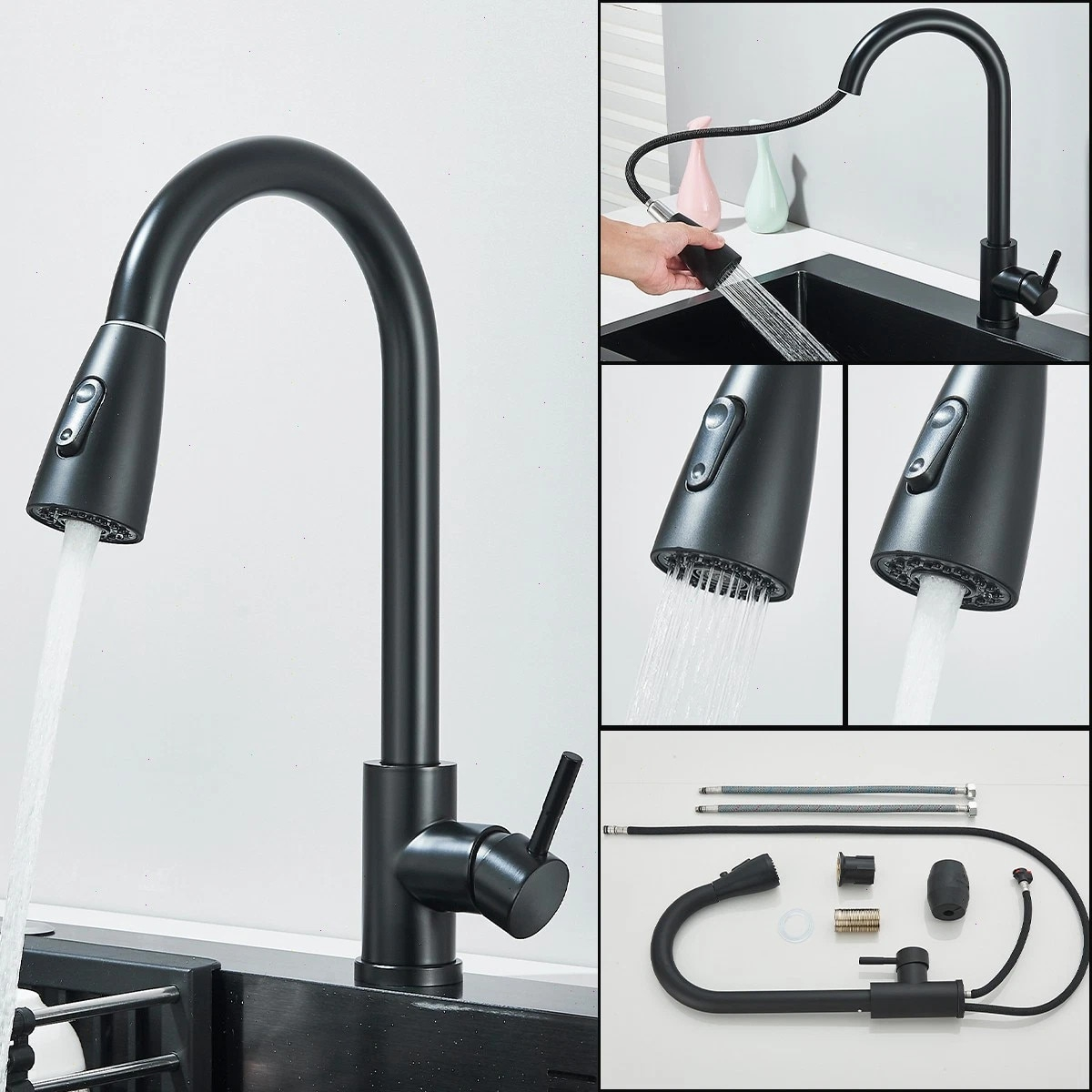 Chiuveta bucatarie multifunctionala negru mat 50x45 cm BisDesign [3]