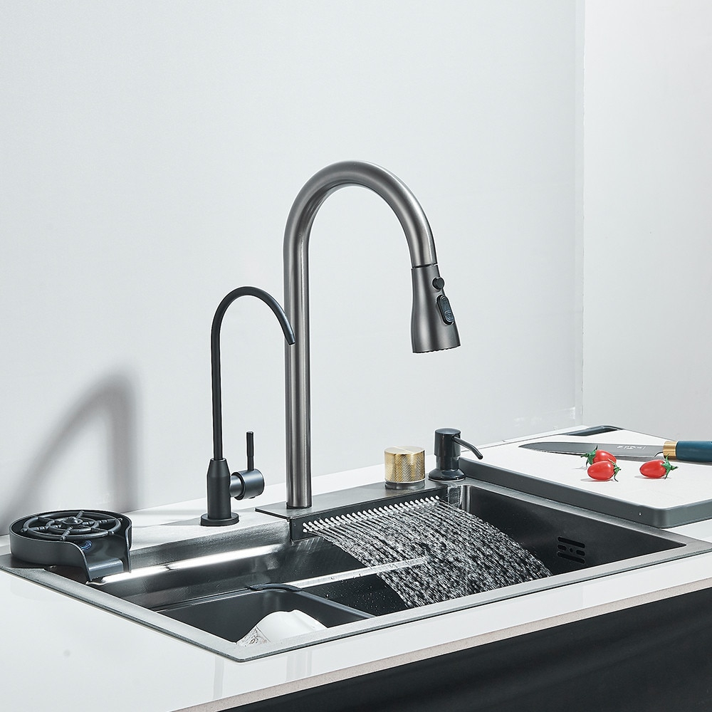 Chiuvetă multifuncțională bucătărie gri grafit din oțel inoxidabil cu accesorii incluse [2]