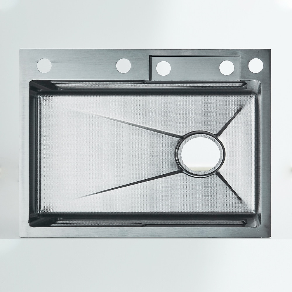 Chiuvetă multifuncțională bucătărie gri grafit 600x450 mm cu accesorii premium [8]
