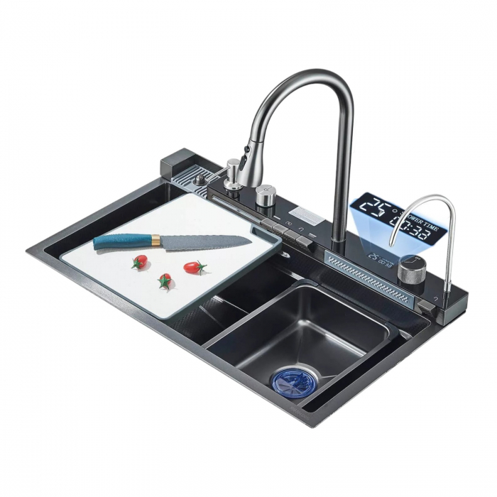 Chiuvetă multifuncțională gri grafit 77 L cu LCD și accesorii premium [1]
