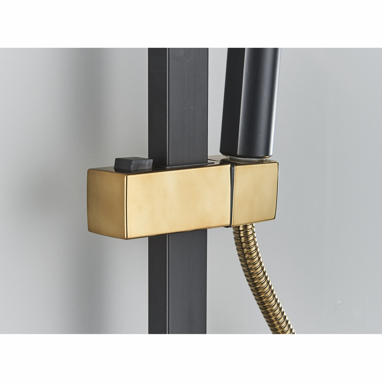 Coloană de duș negru mat și auriu cu termostat, 30 cm, 4 funcții [13]