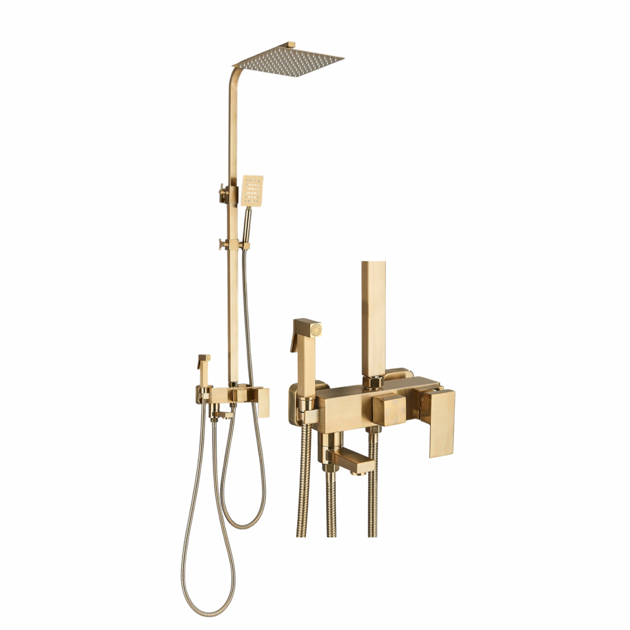 Coloană de duș auriu mat cu pălărie 20 cm și 4 funcții de curgere [1]