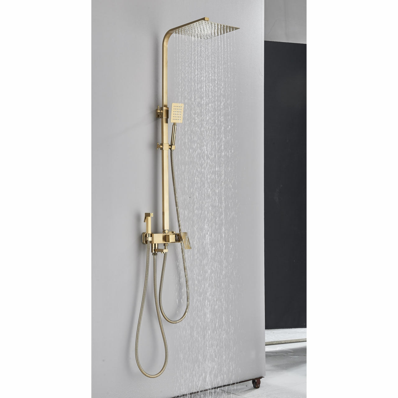 Coloană de duș auriu mat cu pălărie 20 cm și 4 funcții de curgere [4]
