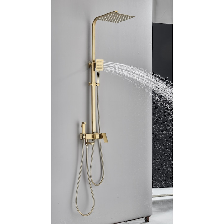 Coloană de duș auriu mat cu pălărie 20 cm și 4 funcții de curgere [3]