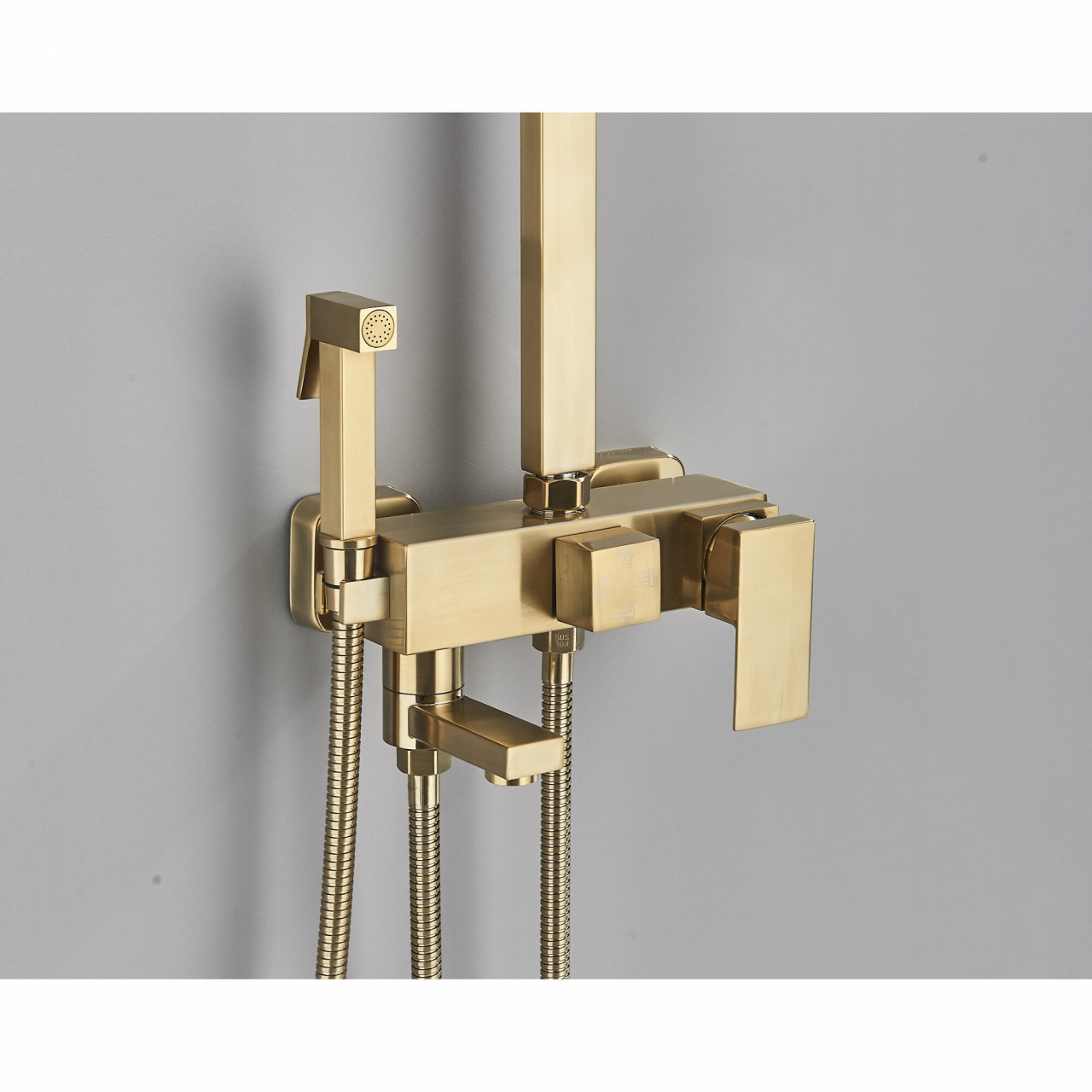 Coloană de duș auriu mat cu pălărie 20 cm și 4 funcții de curgere [7]