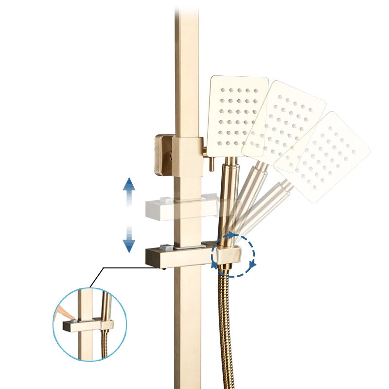 Coloană de duș auriu mat cu pălărie 20 cm și 3 funcții de curgere [7]