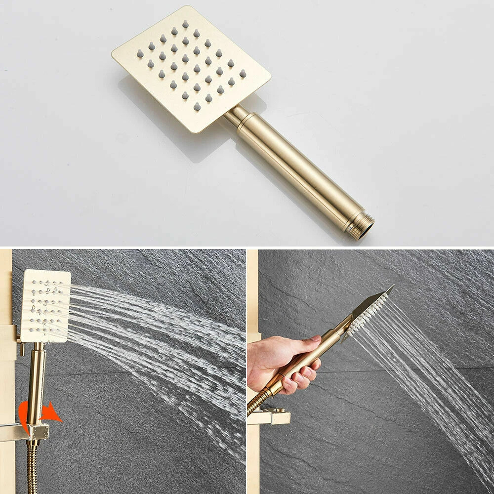 Coloană de duș auriu mat cu pălărie 20 cm și 3 funcții de curgere [5]