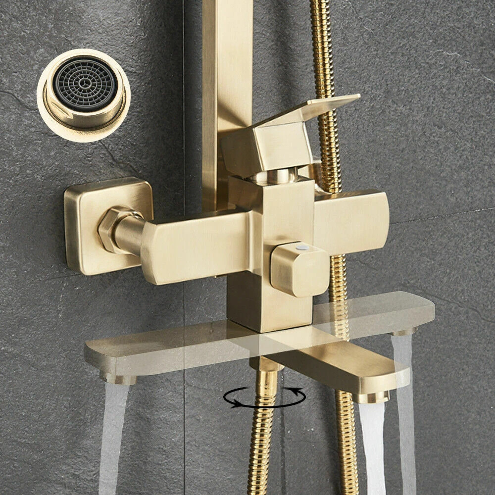 Coloană de duș auriu mat cu pălărie 20 cm și 3 funcții de curgere [4]