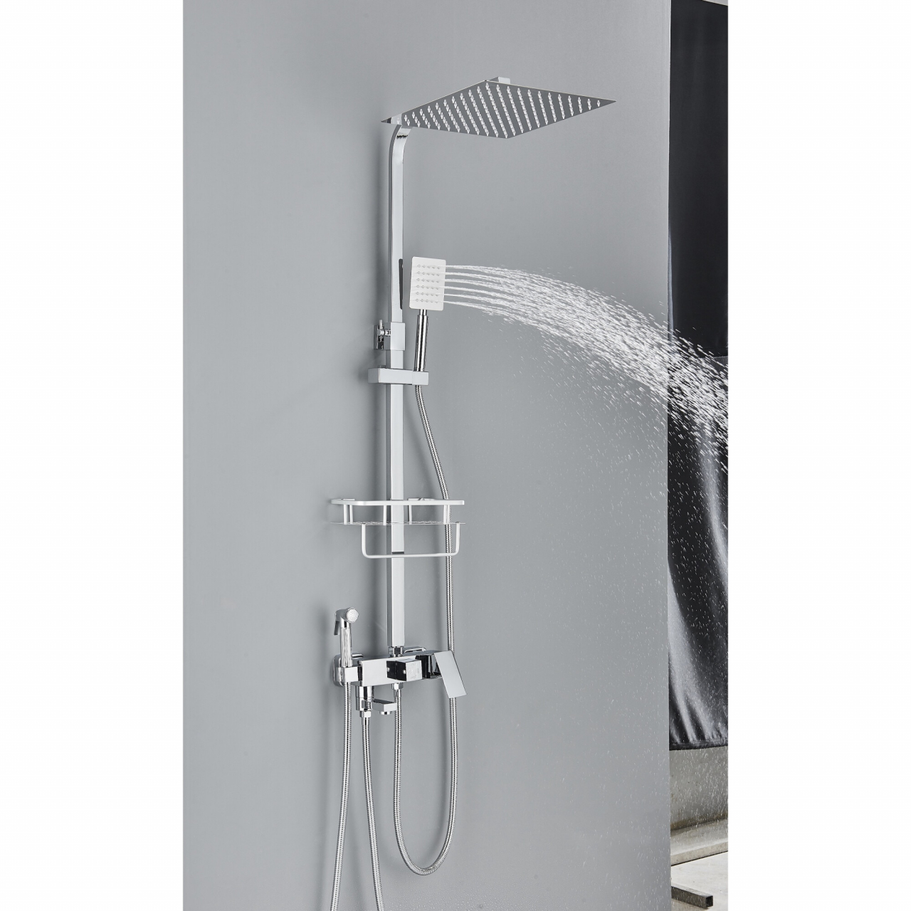 Coloană de duș crom lucios cu pălărie tip ploaie 30 cm și 4 funcții [2]