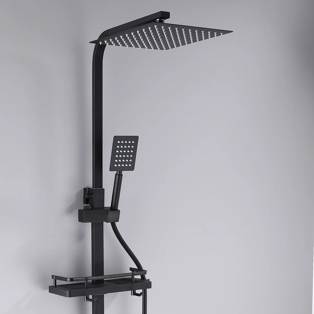 Coloană de duș reglabilă negru mat cu pălărie 20 cm și 2 funcții [6]