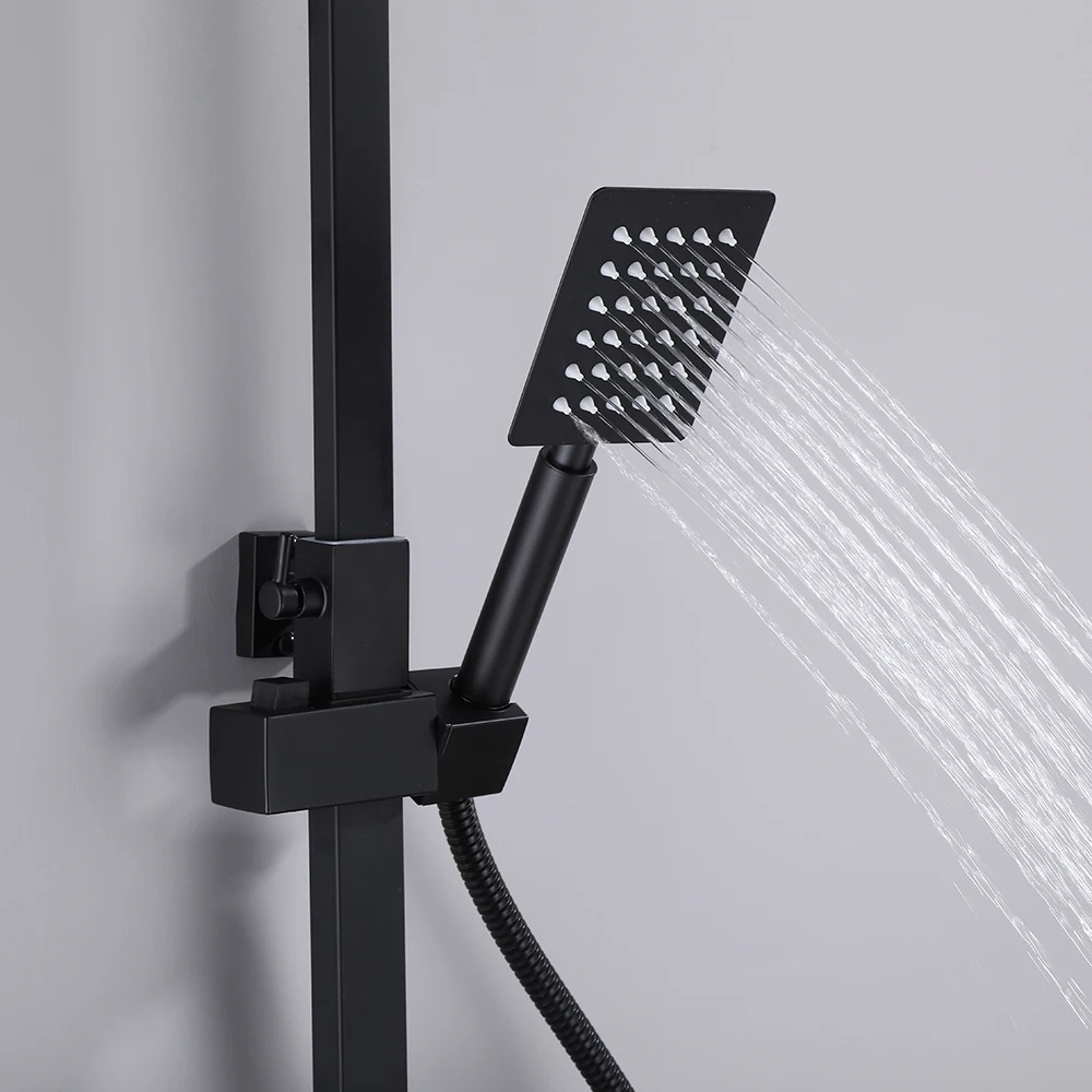 Coloană de duș reglabilă negru mat cu pălărie 20 cm și 2 funcții [3]