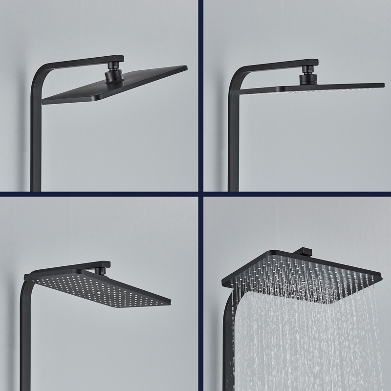 Coloană de duș negru mat reglabilă 73-116 cm, para 30 cm ploaie, 3 funcții [4]
