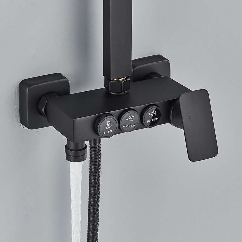 Coloană de duș negru mat reglabilă 73-116 cm, para 30 cm ploaie, 3 funcții [5]