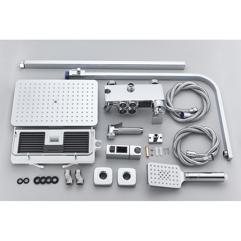 Coloană de duș crom lucios cu termostat și display LCD, 4 funcții [4]