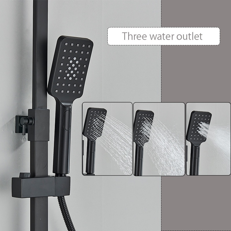 Coloană de duș negru mat cu LCD și termostat, 30 cm [3]