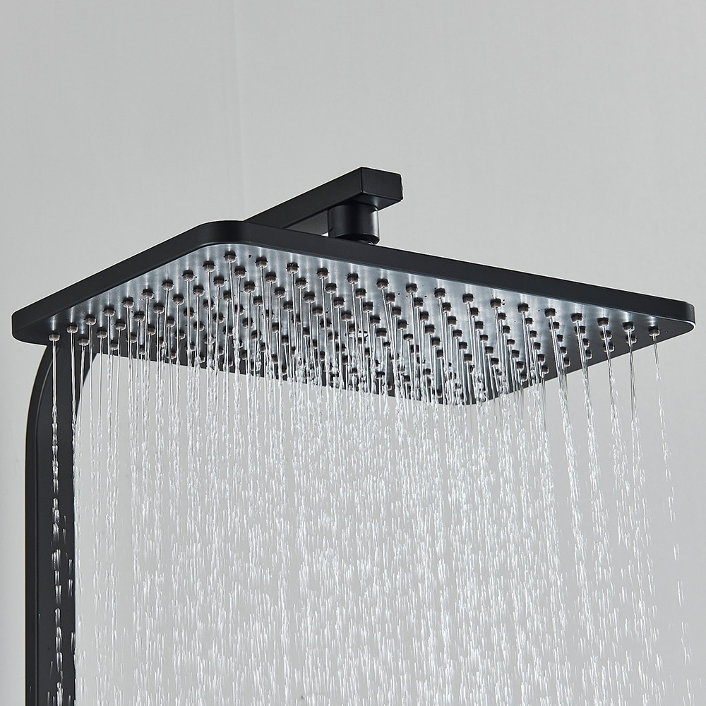 Coloană de duș negru mat cu LCD și termostat, 30 cm [5]
