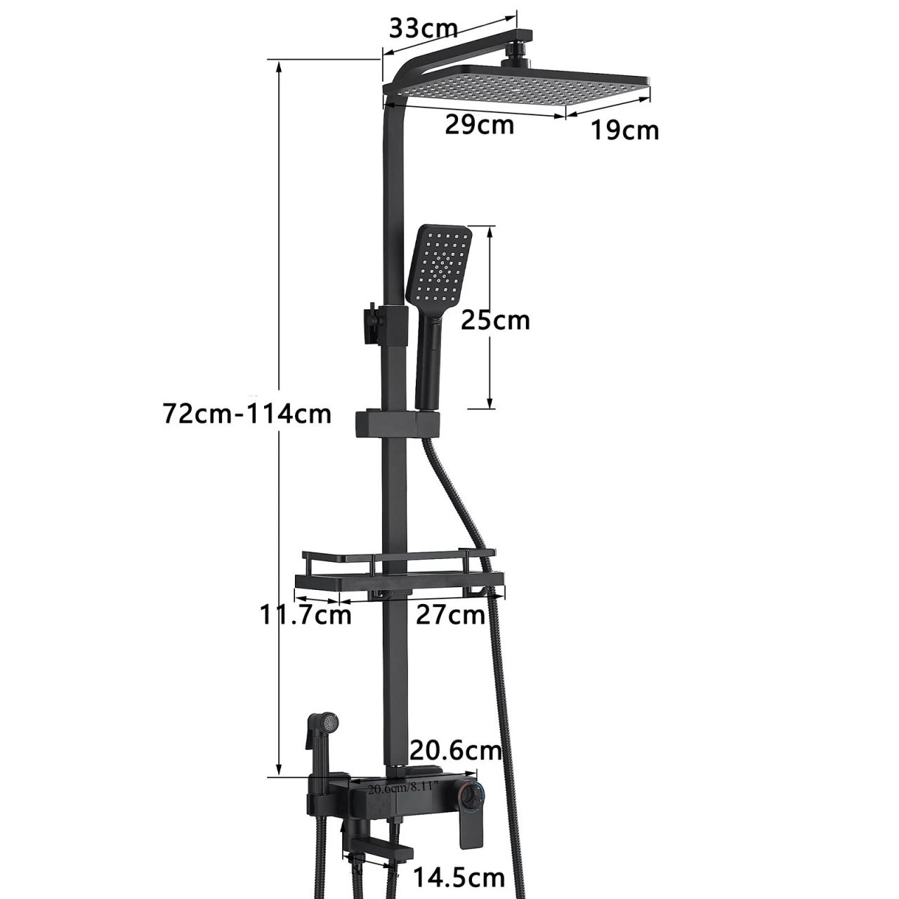 Coloana Dus BisDesign Termostat LCD negru mat 29 cm [12]
