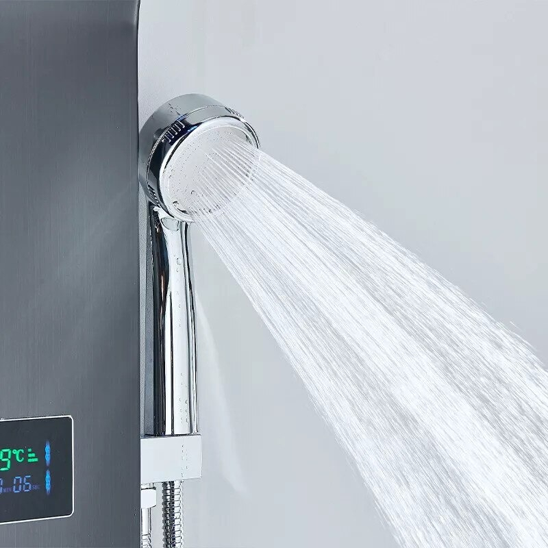 Panel de duș BisDesign® negru metalizat cu LED, display digital, funcție ploaie, cascadă și hidromasaj SPA [6]