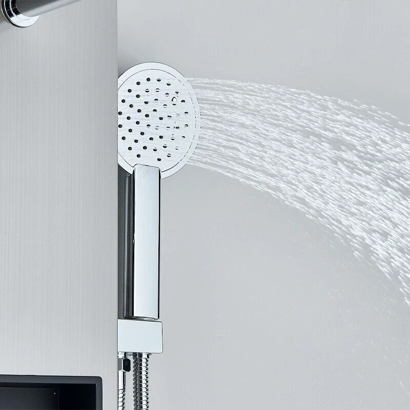 Coloană de Duș BisDesign® Crom Metalizat, Funcție Ploaie și SPA, cu Raft de Depozitare [7]