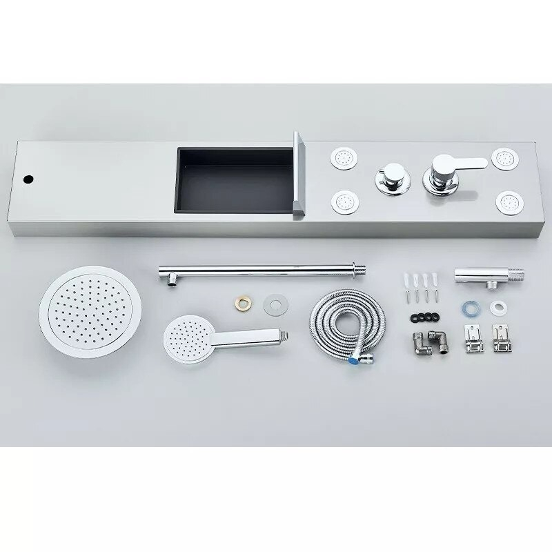 Coloană de Duș BisDesign® Crom Metalizat, Funcție Ploaie și SPA, cu Raft de Depozitare [10]