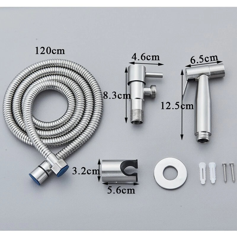 Duș igienic incastrabil bideu/WC crom nichelat cu mixer apă caldă/rece [10]