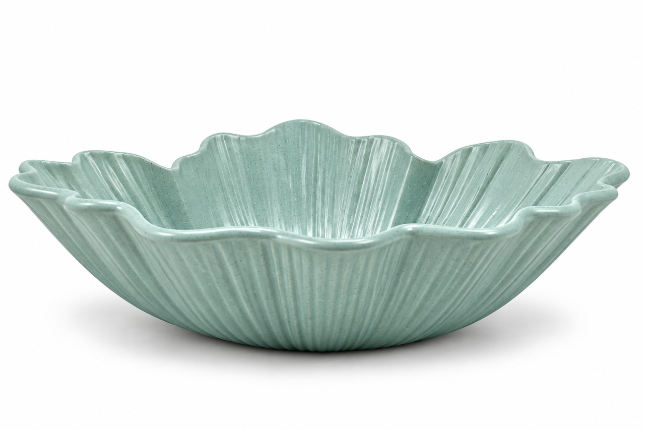 Lavoar BISDesign din Piatra Compozita Verde Sage Deschis Floral cu Ventil Inclus 480x400x170 mm [4]