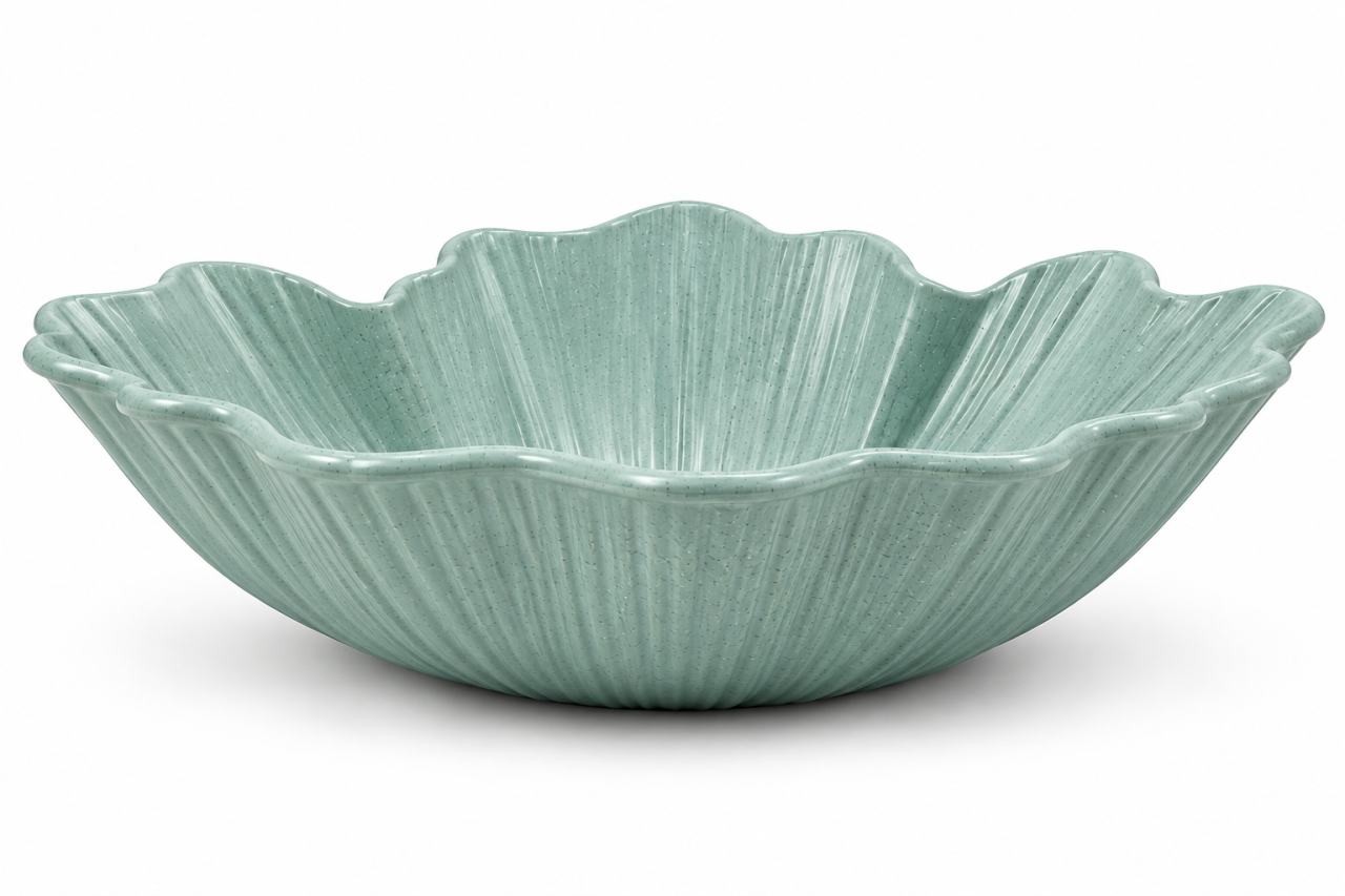 Lavoar BISDesign din Piatra Compozita Verde Sage Deschis Floral cu Ventil Inclus 480x400x170 mm [5]