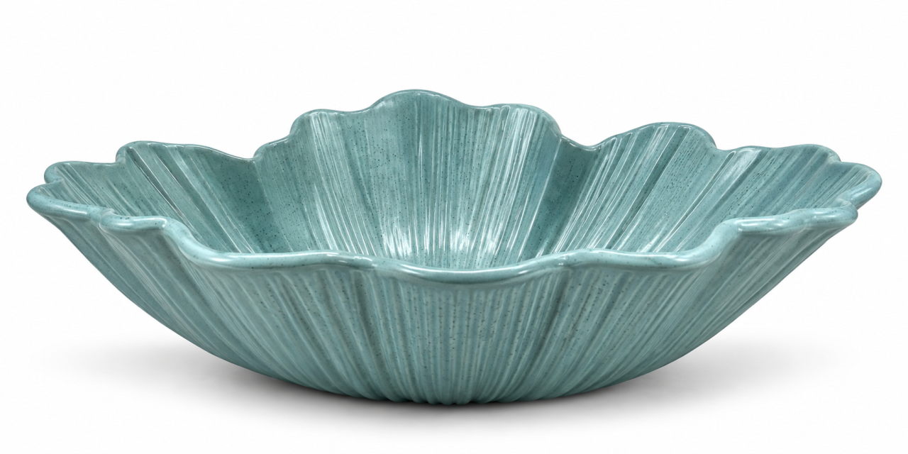 Lavoar BISDesign din Piatra Compozita Verde Sage Deschis Floral cu Ventil Inclus 480x400x170 mm [6]