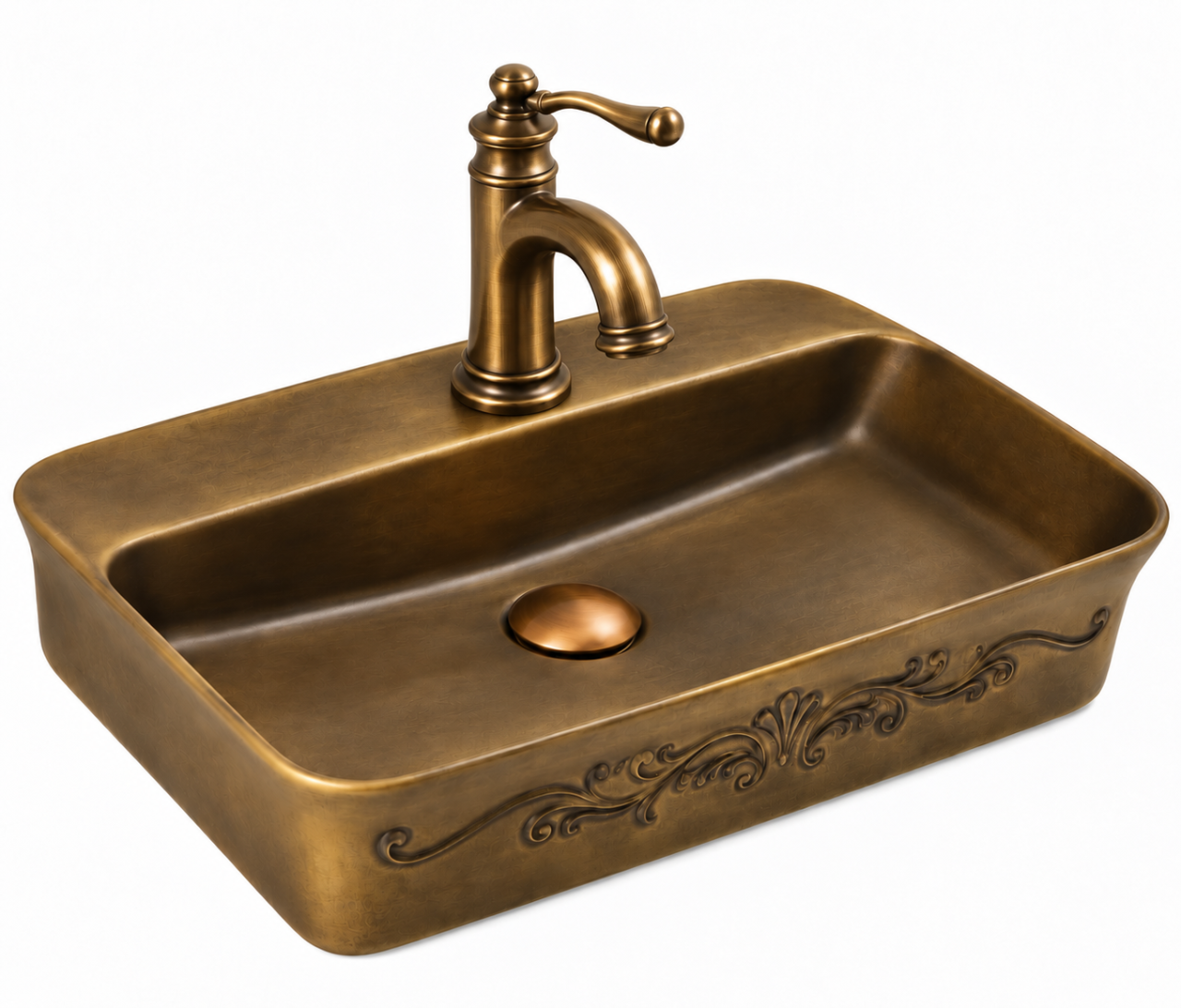 Lavoar Ceramic BisDesign Bronz Antichizat Dreptunghiular Baroc 550x380x140 mm [6]