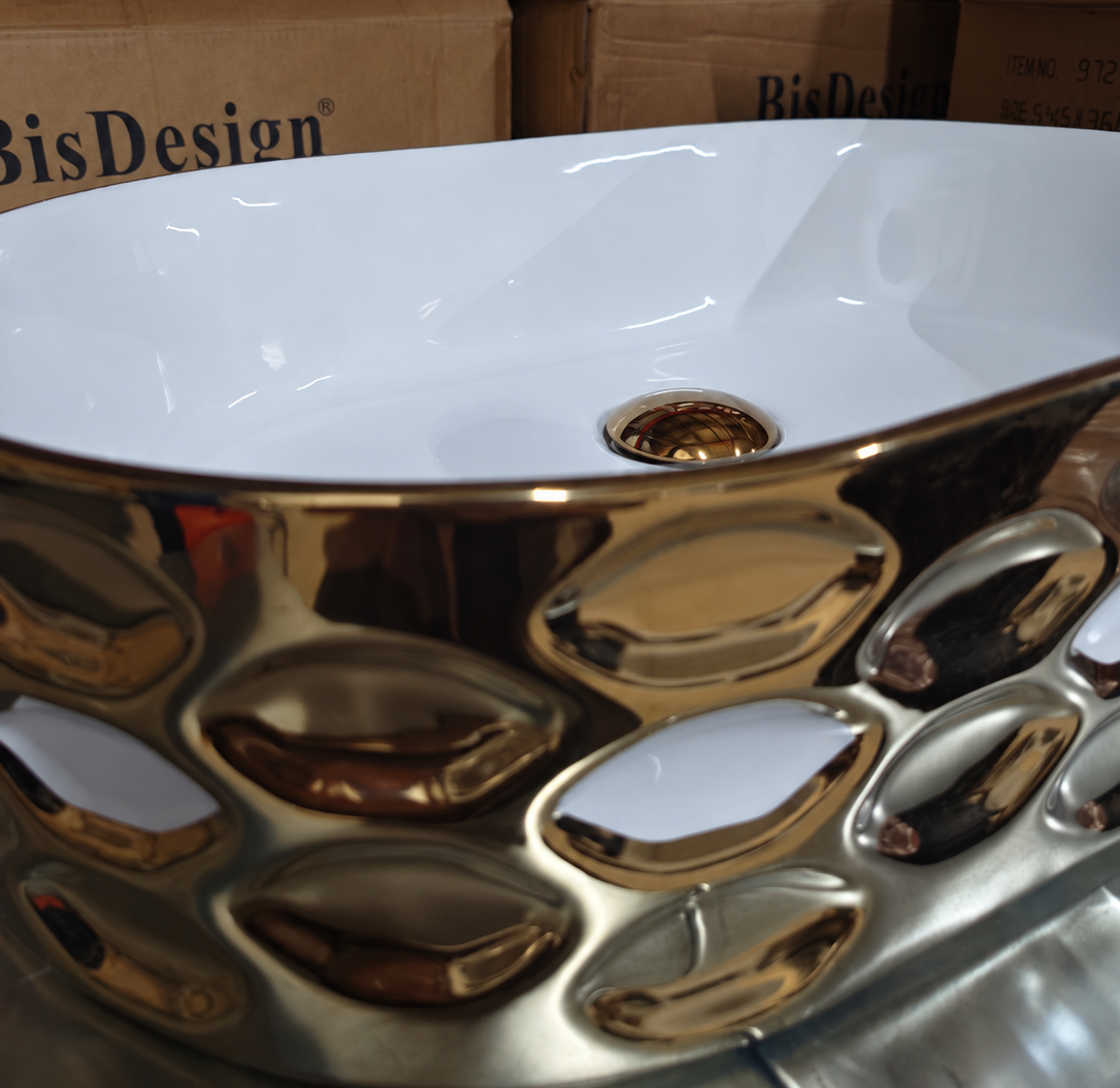 Lavoar ceramic BisDesign alb auriu 545x360x135 mm cu model 3D [8]