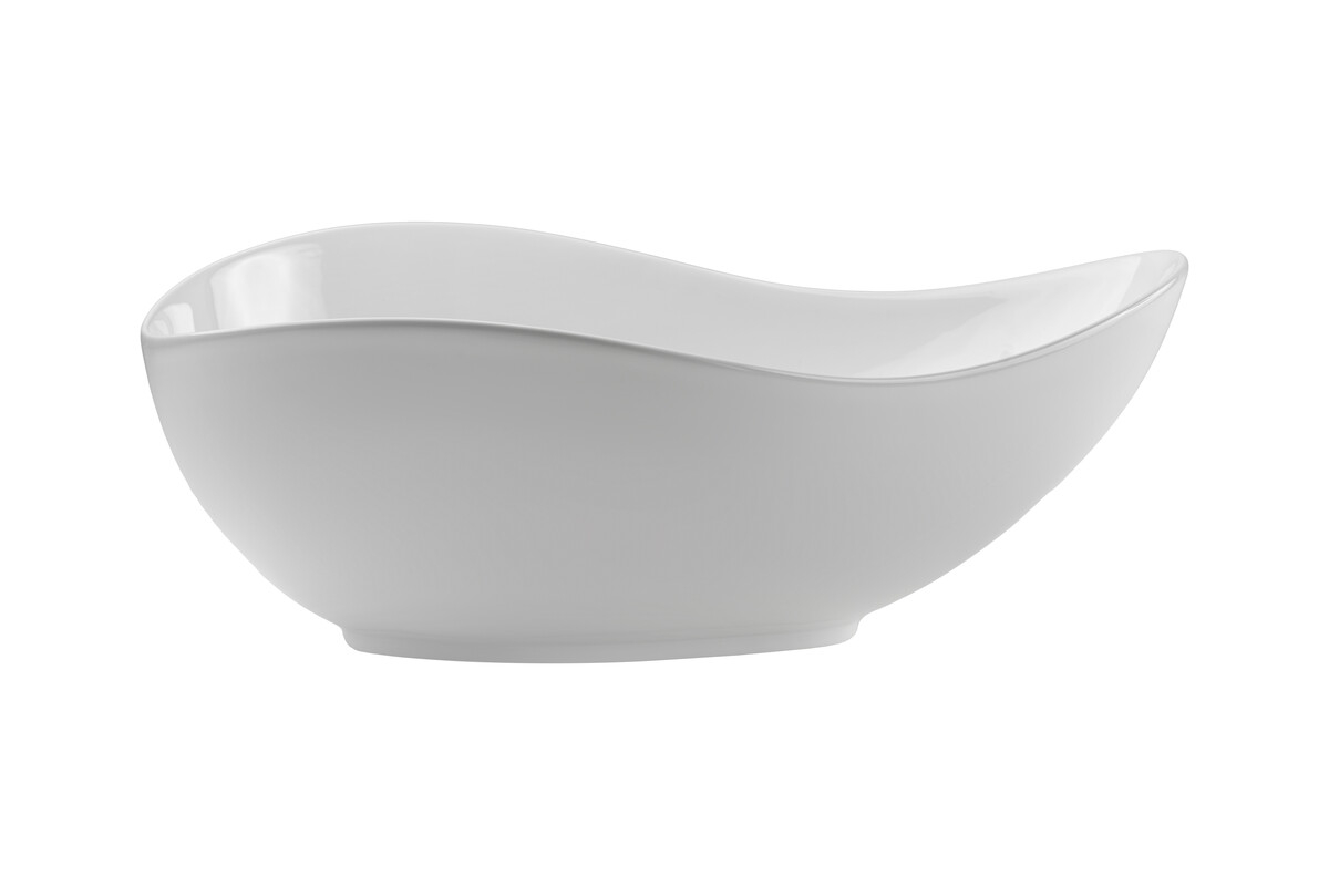 Lavoar ceramic pe blat BisDesign alb lucios formă organică asimetrică [4]