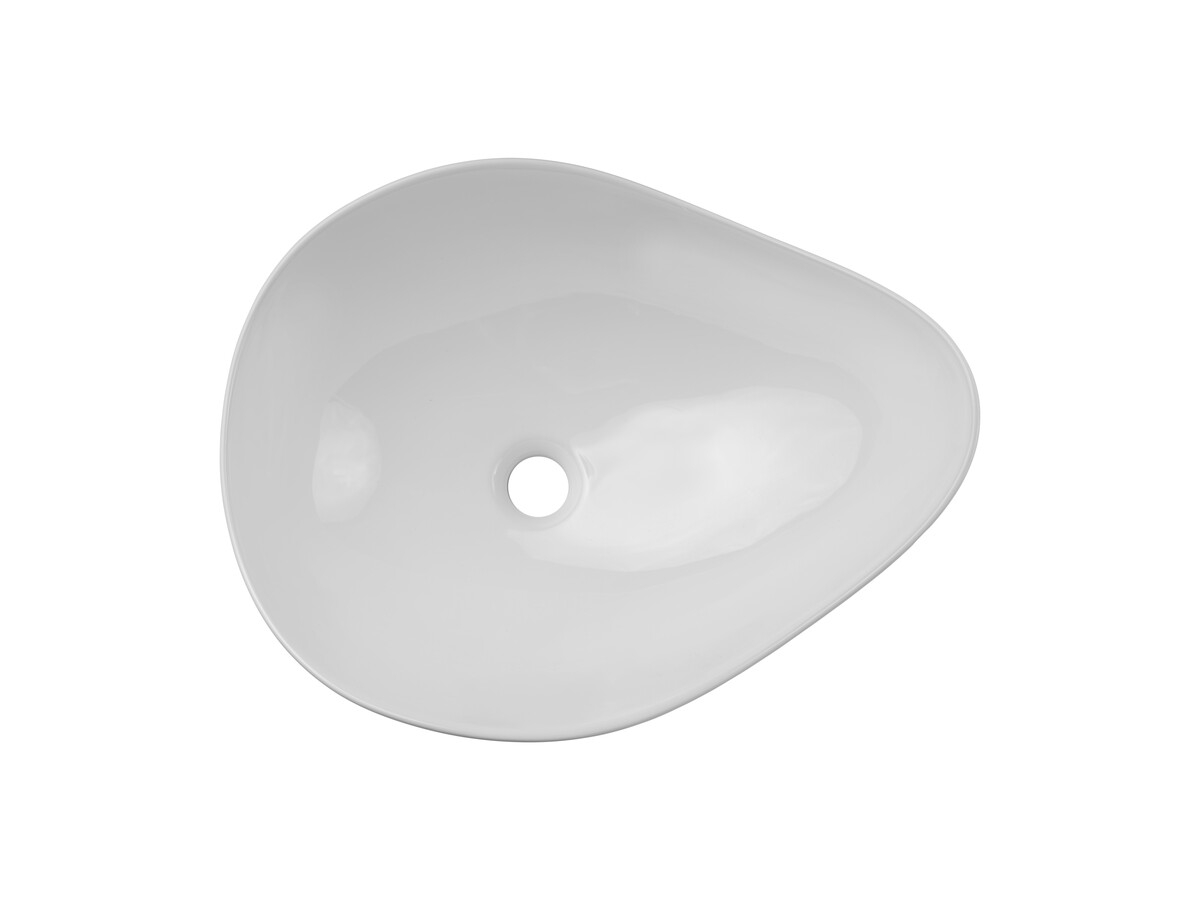 Lavoar ceramic pe blat BisDesign alb lucios formă organică asimetrică [7]