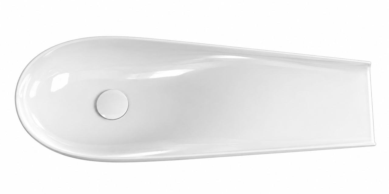 Lavoar ceramic BisDesign alb lucios asimetric pe blat 595x275x165 mm [3]