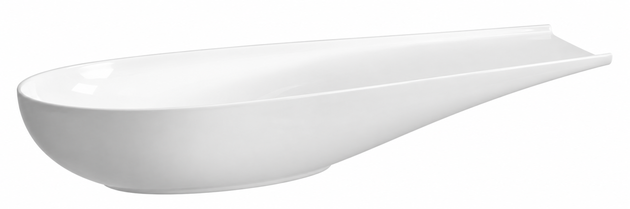 Lavoar ceramic BisDesign alb lucios asimetric pe blat 595x275x165 mm [6]