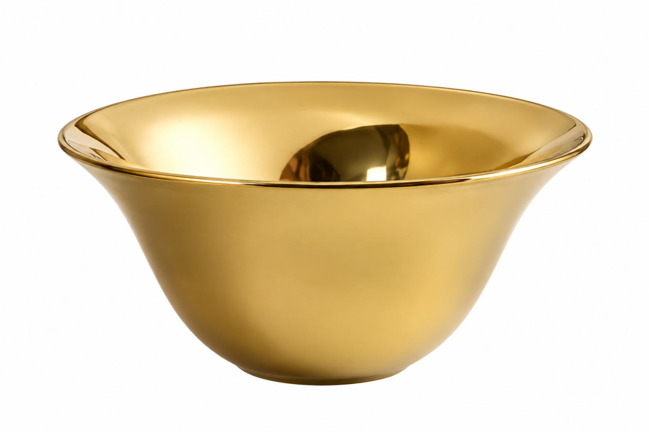 Lavoar Ceramic Auriu Lucios BisDesign Rotund Ø360x200 mm cu Ventil Inclus [2]