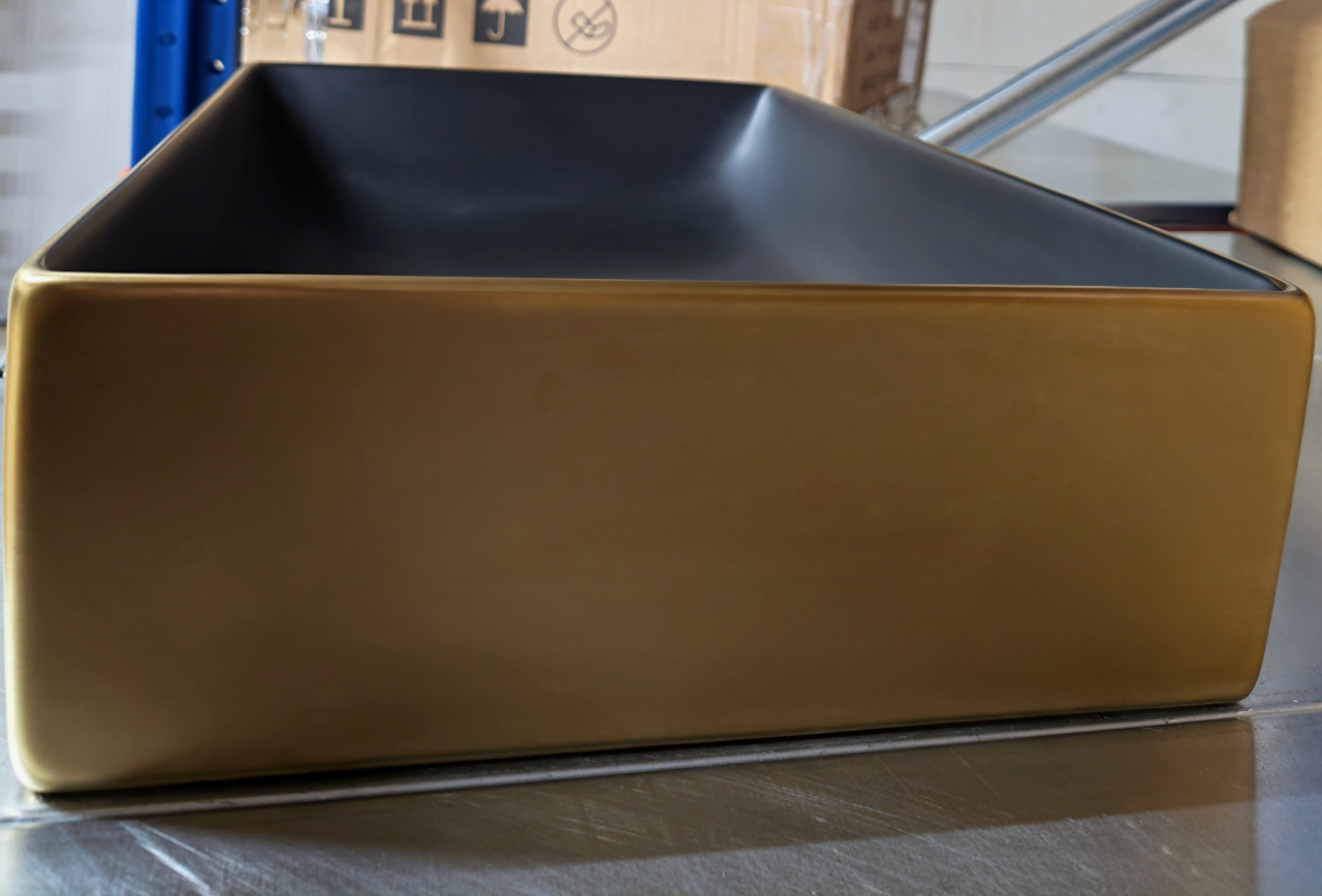 Lavoar Ceramic BisDesign Auriu Negru Dreptunghiular 500x350x120 mm [7]