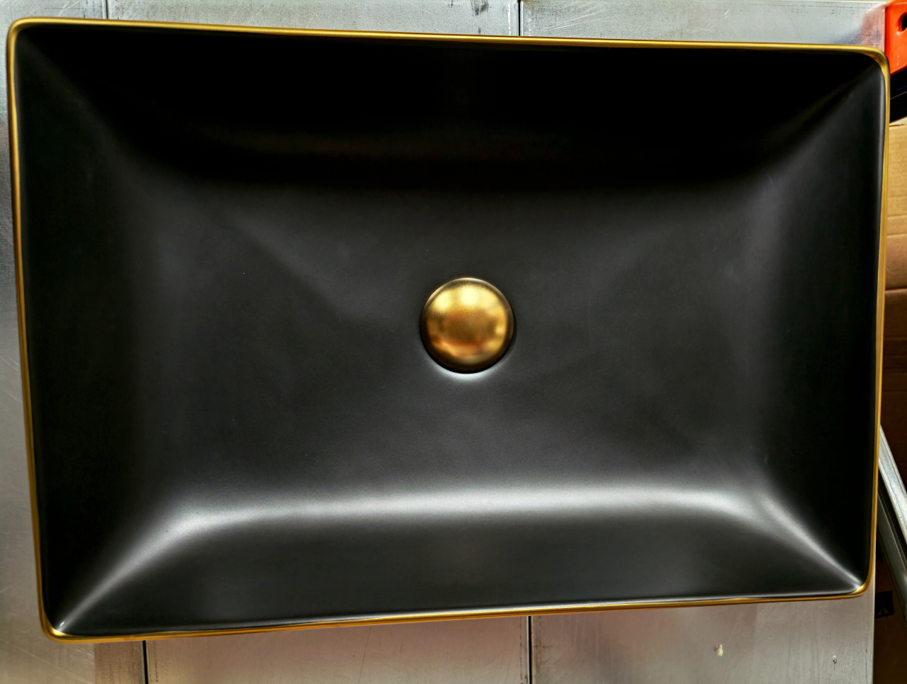 Lavoar Ceramic BisDesign Auriu Negru Dreptunghiular 500x350x120 mm [5]