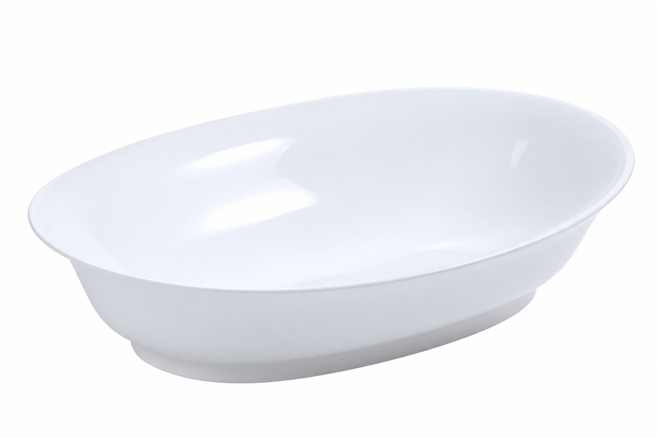 Lavoar Ceramic Alb Oval BisDesign 550x390x140 mm cu Ventil Inclus [5]