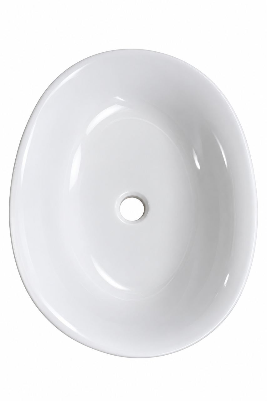Lavoar Ceramic Alb Oval BisDesign 550x390x140 mm cu Ventil Inclus [6]