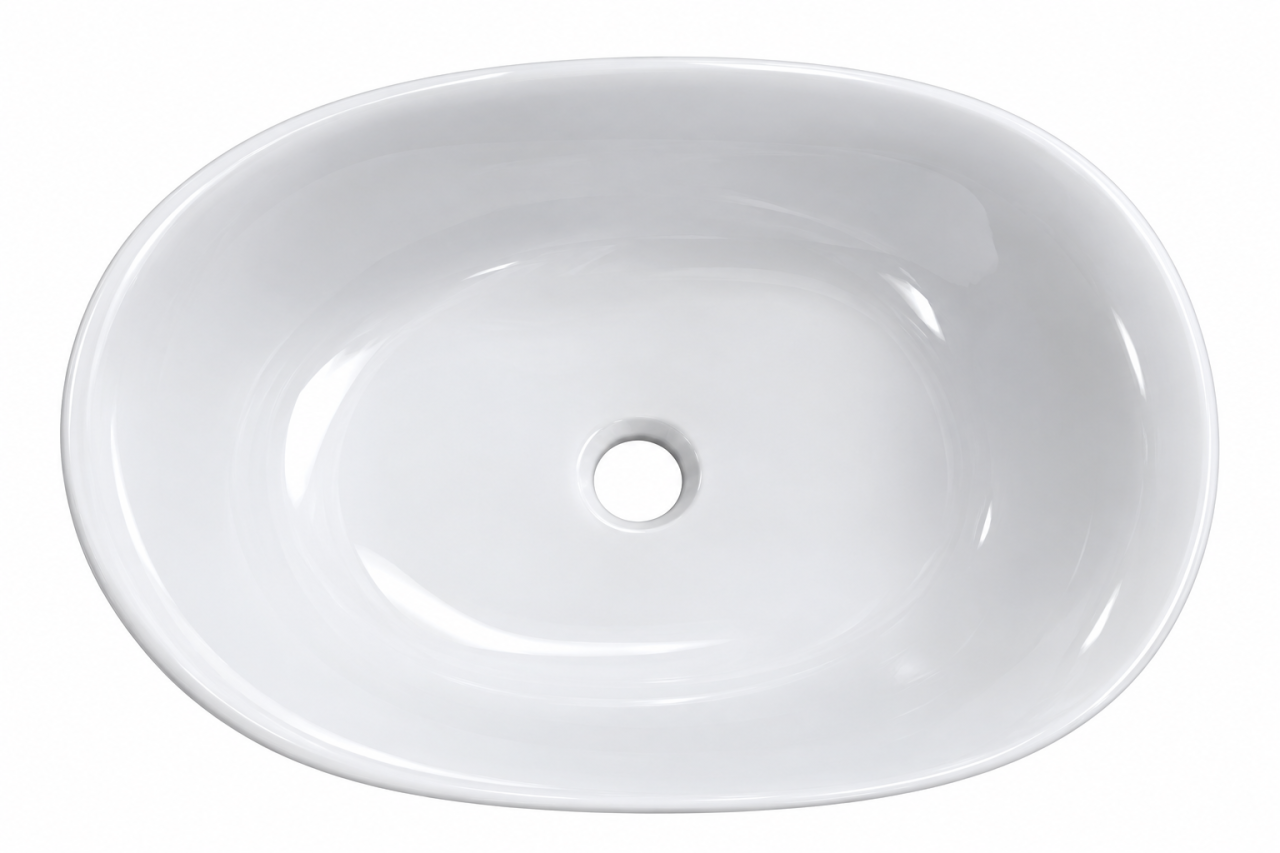 Lavoar Ceramic Alb Oval BisDesign 550x390x140 mm cu Ventil Inclus [4]