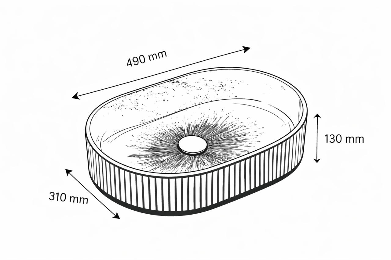Lavoar chiuveta baie pe blat BisDesign ceramica negru decor auriu oval [4]