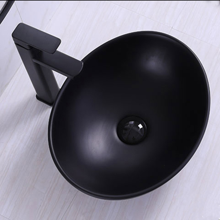 Lavoar chiuveta baie pe blat BisDesign ceramica negru mat cu ventil inclus [5]