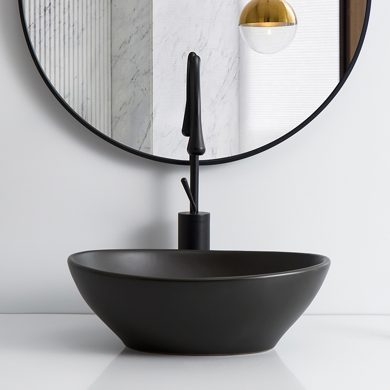 Lavoar chiuveta baie pe blat BisDesign ceramica negru mat cu ventil inclus [4]