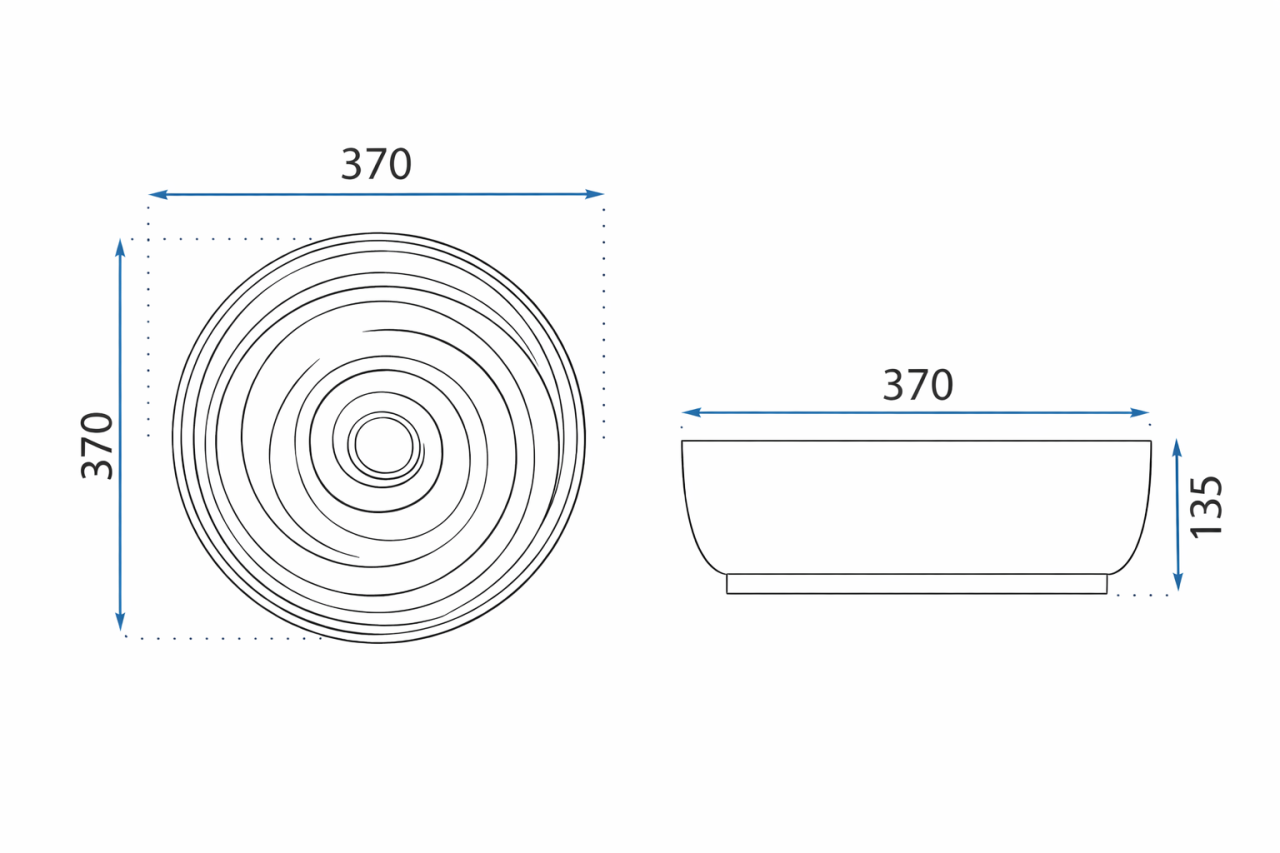 Lavoar chiuveta baie pe blat BisDesign ceramica albastru artistic rotund [4]