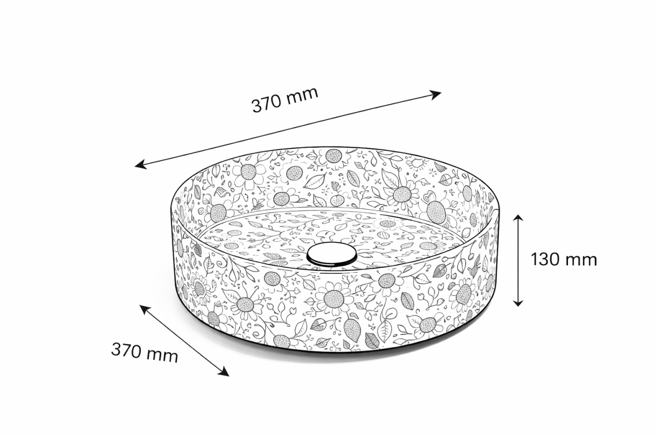 Lavoar chiuveta baie pe blat BisDesign ceramica multicolor model floral rotund [4]