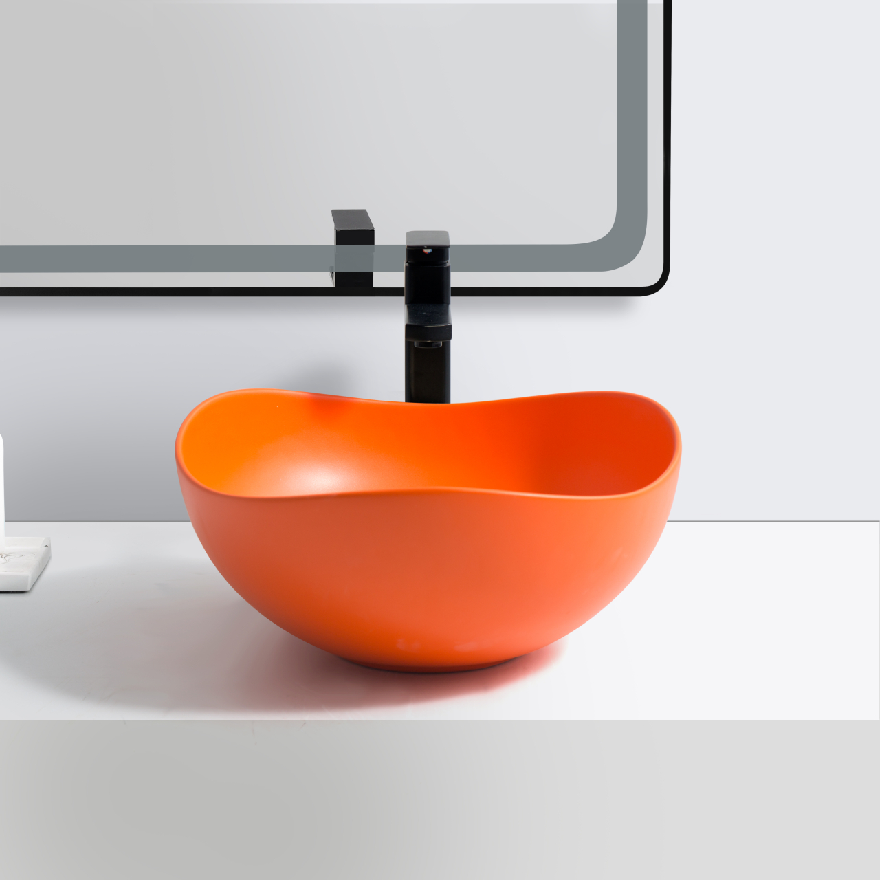 Lavoar chiuveta baie pe blat BisDesign ceramica portocaliu mat rotund [5]