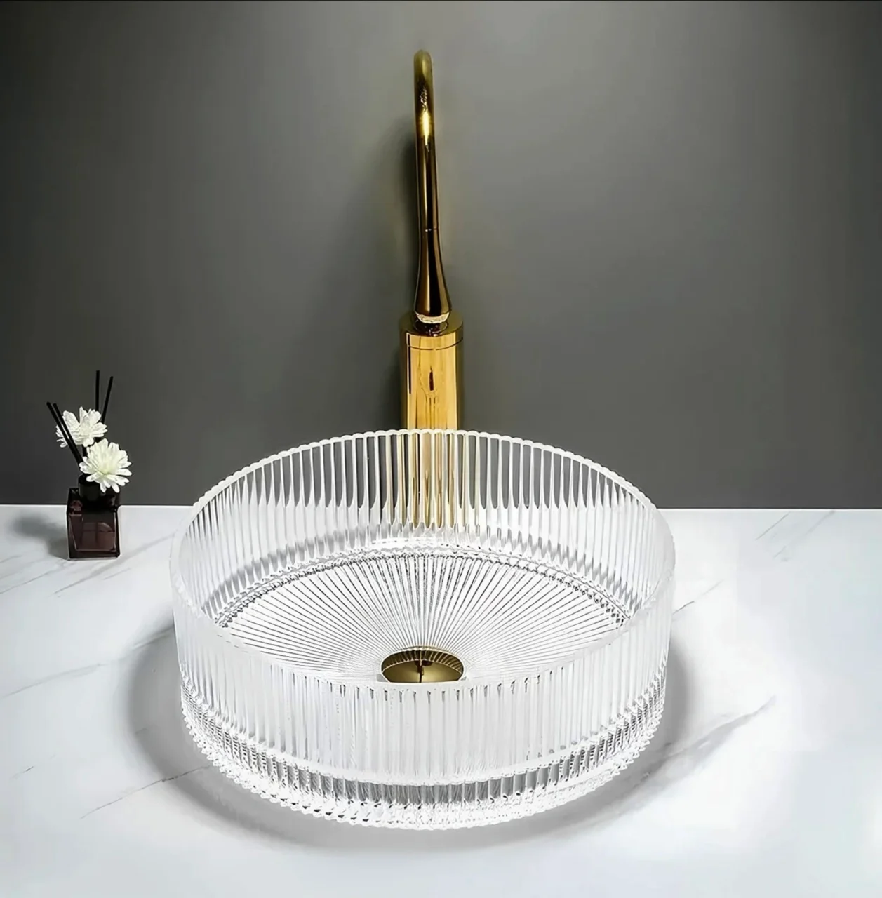 Lavoar chiuveta baie pe blat BisDesign sticla securizata transparenta cristal rotund [2]