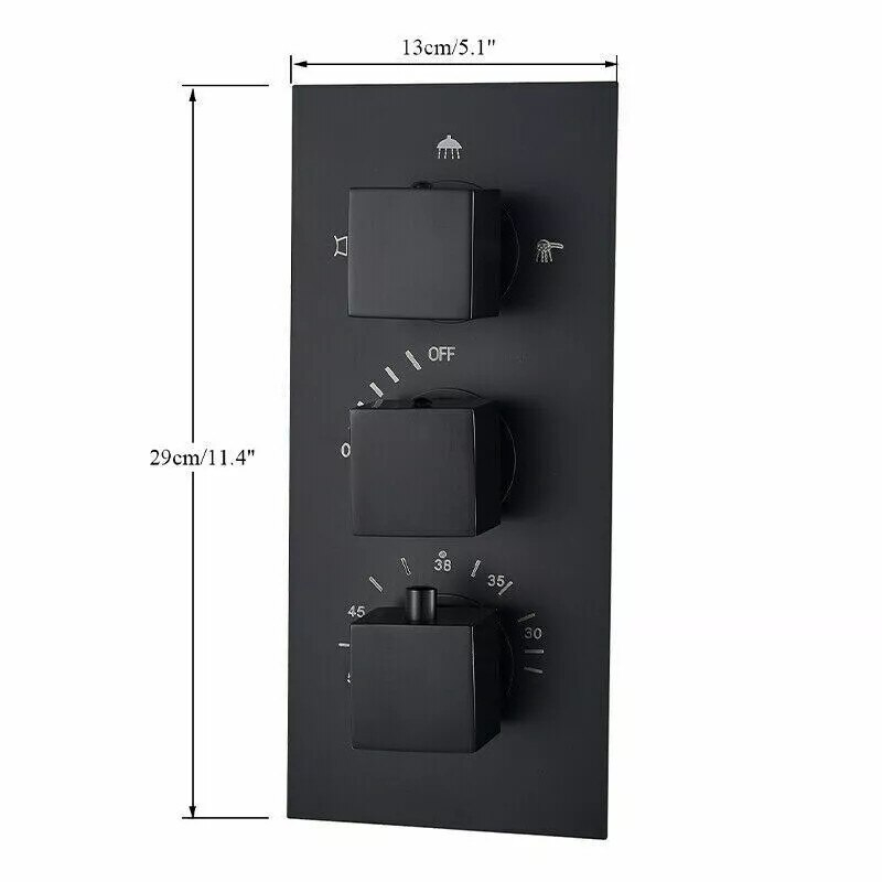Sistem duș încastrabil negru mat cu termostat, para 55x22 cm și funcție cascadă [13]