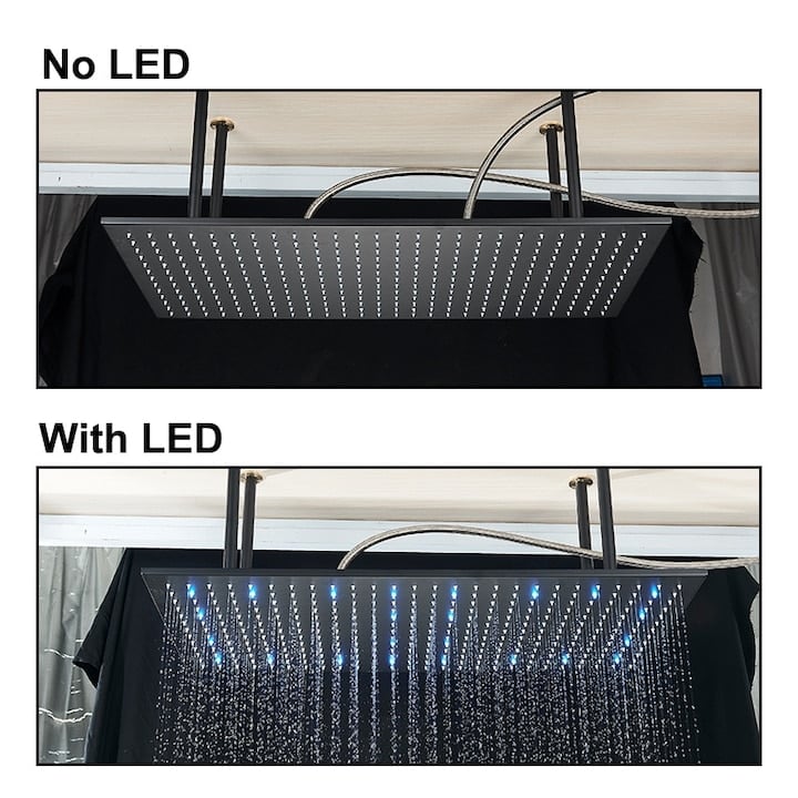 Sistem duș încastrabil negru mat cu termostat, para tavan 40x80 cm și LED [11]