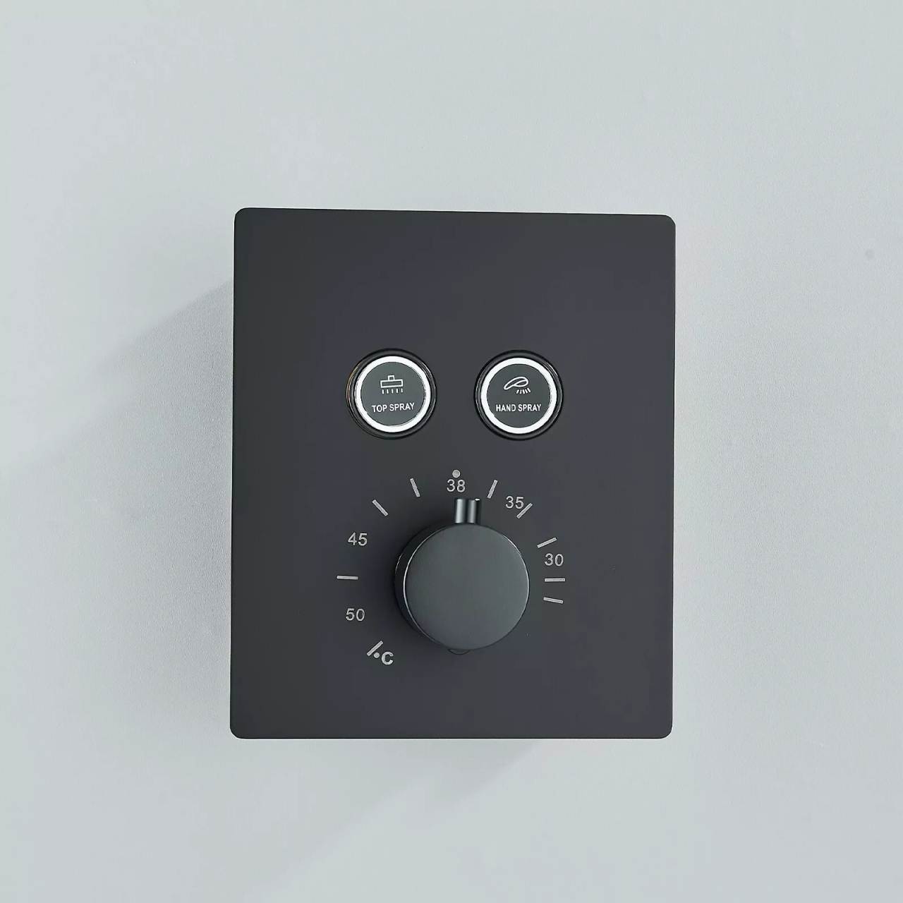 Sistem duș încastrabil negru mat cu termostat, para tavan 40x80 cm și LED [9]